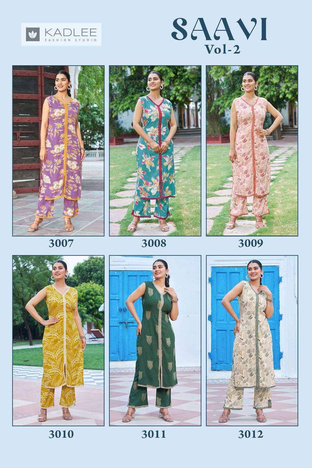 Saavi Vol 2 By KADLEE 3007 To 3012 Series Designer Collection Cotton Co-ord Set At Wholesale Price